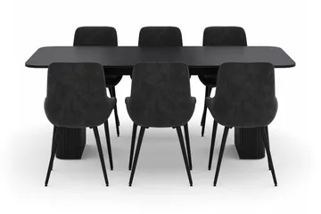 Kopparbo Matgrupp 200-206cm med 6 Alsarp Matstolar - Svart - Products - Möbler - Bord & matgrupp - Matgrupp