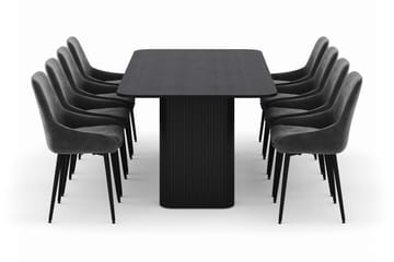 Kopparbo Matgrupp 200-206cm med 8 Alsarp Matstolar - Svart - Products - Möbler - Bord & matgrupp - Matgrupp