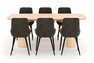 Kopparbo Matgrupp 200x90cm med 6 Alsarp Matstolar - Natural - Products - Möbler - Bord & matgrupp - Matgrupp