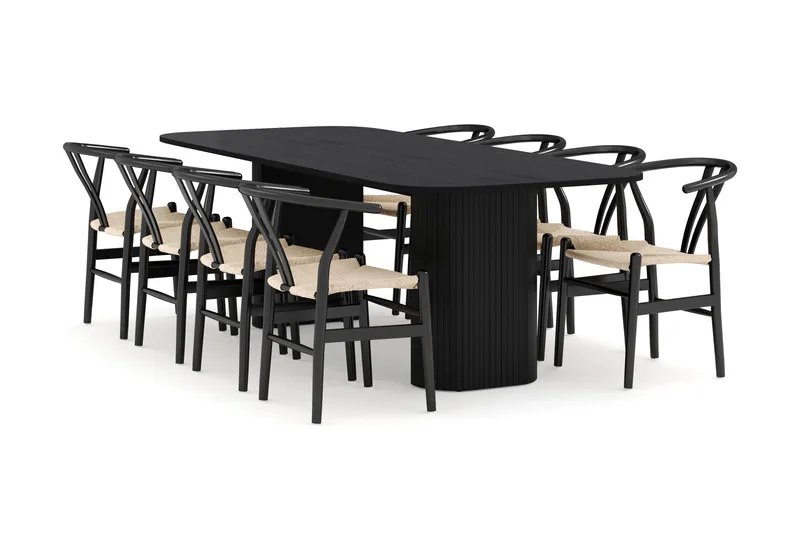 Kopparbo Matgrupp 240 cm med 8 Dastoori Matstolar - Svart - Products - Möbler - Bord & matgrupp - Matgrupp