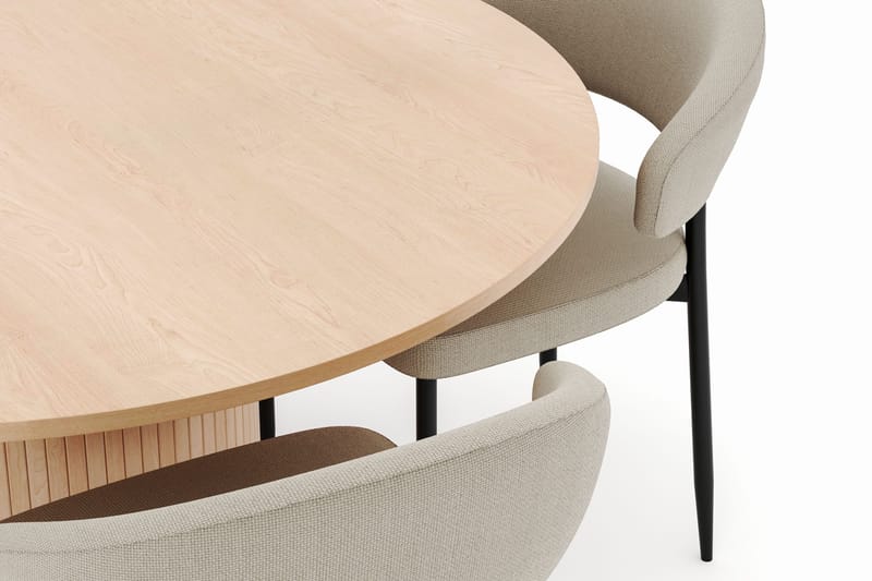 Kopparbo Runt Matbord 130 cm med 4 Sawako Stolar - Beige - Products - Möbler - Bord & matgrupp - Matgrupp