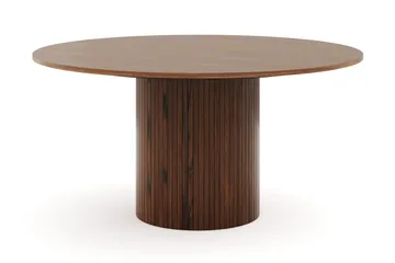 Kopparbo Runt Matbord 150 cm med 6 Nibe Plus Matstolar - Valnöt / Vit Bouclé / Metallben Valnöt - Products - Möbler - Bord & matgrupp - Matgrupp