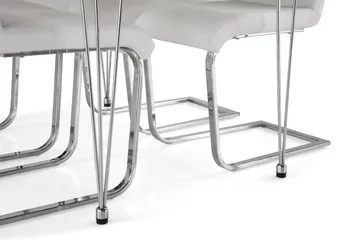 Kronblom Matgrupp 120 cm med 4 Cibus Stol - Vit/Krom/Vit PU - Products - Möbler - Bord & matgrupp - Matgrupp
