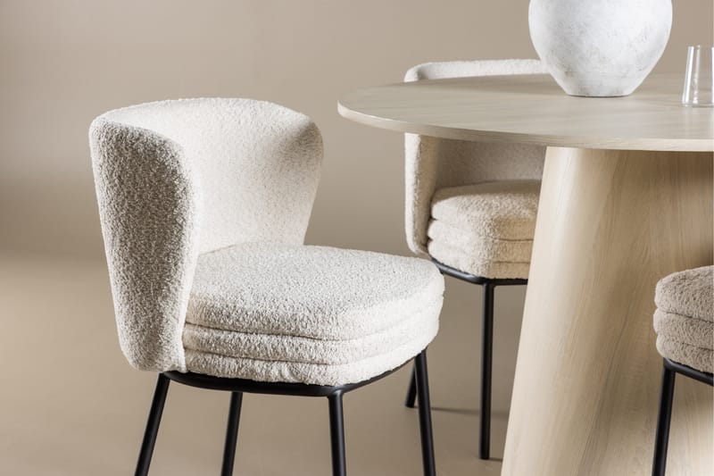 Lanzo Matgrupp 120 cm Rund med 4 Agnes stolar - Whitewash/Vit - Products - Möbler - Bord & matgrupp - Matgrupp