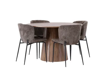 Lanzo Matgrupp 120 cm Rund med 4 Modesto Stolar - Natur - Products - Möbler - Bord & matgrupp - Matgrupp