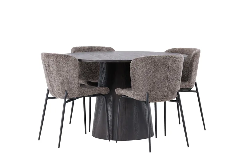 Lanzo Matgrupp 120 cm Rund med 4 Modesto stolar - Svart - Products - Möbler - Bord & matgrupp - Matgrupp