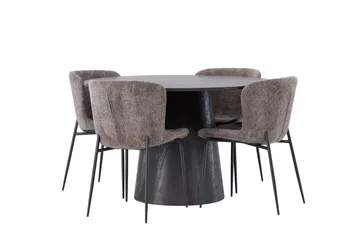 Lanzo Matgrupp 120 cm Rund med 4 Modesto stolar - Svart - Products - Möbler - Bord & matgrupp - Matgrupp