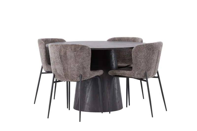 Lanzo Matgrupp 120 cm Rund med 4 Modesto stolar - Svart - Products - Möbler - Bord & matgrupp - Matgrupp