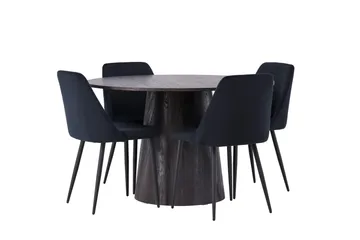 Lanzo Matgrupp 120 cm Rund med 4 Night stolar - Svart - Products - Möbler - Bord & matgrupp - Matgrupp