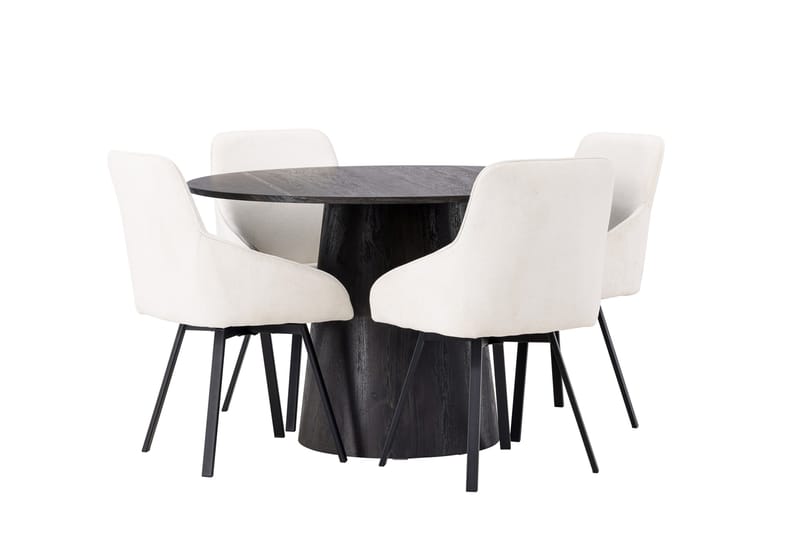 Lanzo Matgrupp 120 cm Rund med 4 Rosie stolar - Beige - Products - Möbler - Bord & matgrupp - Matgrupp