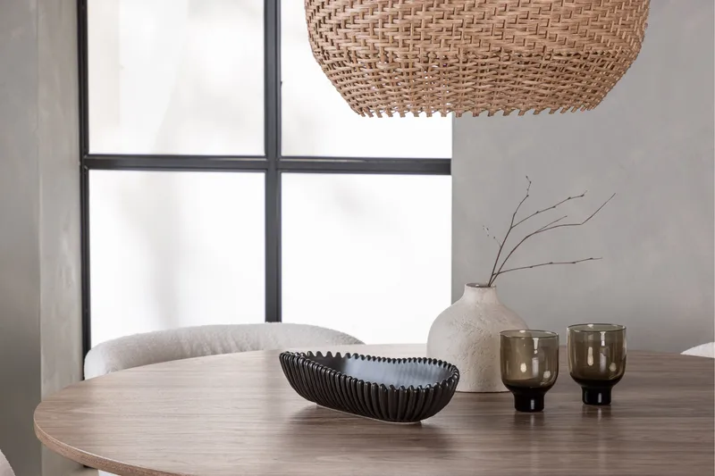 Lanzo Rund Matgrupp i Trä 120 cm med 4 Edina Stolar - Natur / Beige / Vit - Products - Möbler - Bord & matgrupp - Matgrupp