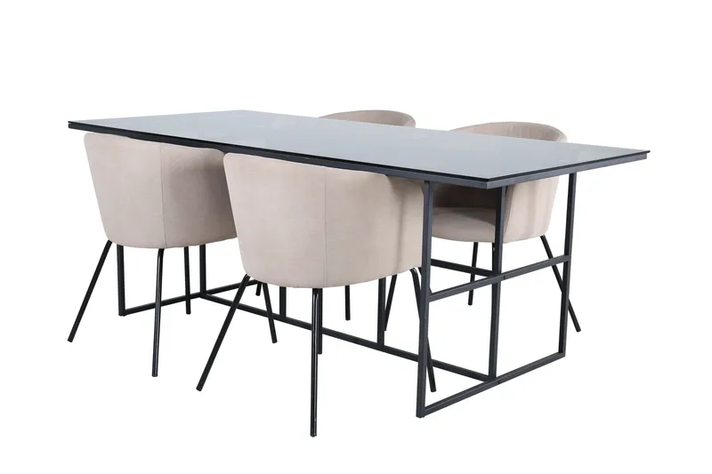 Leif Matgrupp 200 cm Rektangulär med 4 Berit stolar, Beige