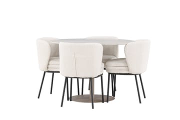 Lycke Matgrupp 110 cm Rund med 4 Agnes stolar - Beige/Vit - Products - Möbler - Bord & matgrupp - Matgrupp