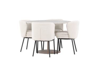 Lycke Matgrupp 110 cm Rund med 4 Agnes stolar - Beige/Vit - Products - Möbler - Bord & matgrupp - Matgrupp