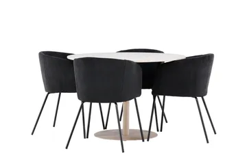 Lycke Matgrupp 110 cm Rund med 4 Berit stolar - Beige/Svart - Products - Möbler - Bord & matgrupp - Matgrupp
