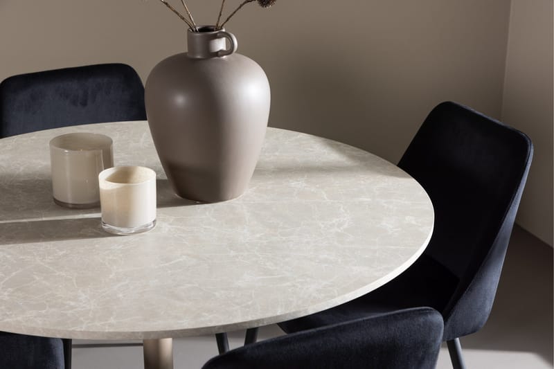 Lycke Matgrupp 110 cm Rund med 4 Night stolar - Beige/Svart - Products - Möbler - Bord & matgrupp - Matgrupp