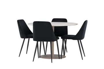 Lycke Matgrupp 110 cm Rund med 4 Night stolar - Beige/Svart - Products - Möbler - Bord & matgrupp - Matgrupp