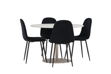 Lycke Matgrupp 110 cm Rund med 4 Polar stolar - Beige/Svart - Products - Möbler - Bord & matgrupp - Matgrupp