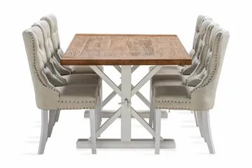 Lyon Förlängningsbar Matgrupp 200 cm inkl 6 Bergviken Stolar - Brun/Vit - Products - Möbler - Bord & matgrupp - Matgrupp