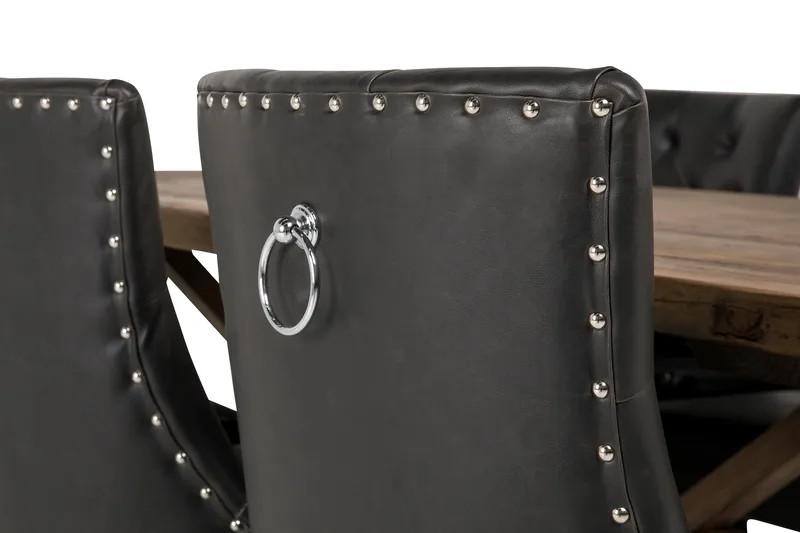 Lyon Förlängningsbar Matgrupp 200 cm med 6 Tuva Fåtölj - Natur/Svart - Products - Möbler - Bord & matgrupp - Matgrupp