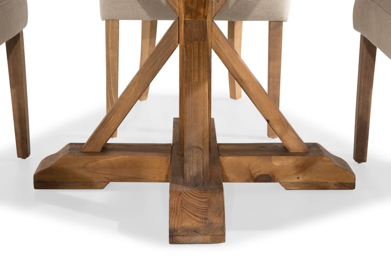 Lyon Matgrupp Rund med 4 st Viktoria Fåtölj - Trä / Beige - Products - Möbler - Bord & matgrupp - Matgrupp