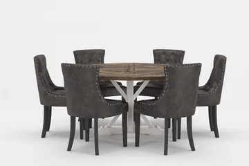 Lyon Premium Matgrupp Rund 150 cm + 6 st Tuva Matstolar - Grå/Brun - Products - Möbler - Bord & matgrupp - Matgrupp