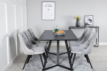 Marina Matgrupp 180 cm Rektangulär med 6 Velvet Deluxe stolar - Svart - Products - Möbler - Bord & matgrupp - Matgrupp
