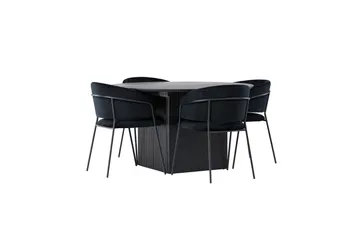 Matilda Matgrupp 130 cm Rund med 4 Selma Stolar - Svart - Products - Möbler - Bord & matgrupp - Matgrupp