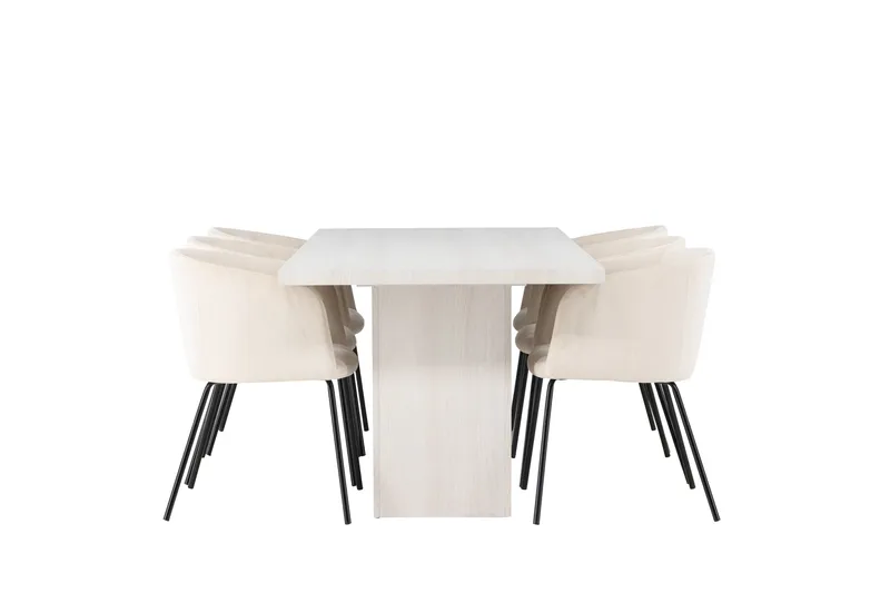 Olga Matgrupp 200 cm Rektangulär med 6 Berit Stolar - Beige - Products - Möbler - Bord & matgrupp - Matgrupp
