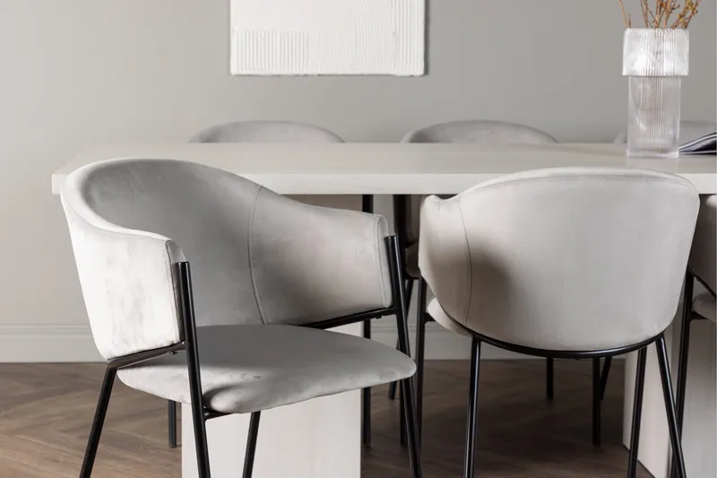 Olga Matgrupp 200 cm Rektangulär med 6 Evelina Stolar - Vit - Products - Möbler - Bord & matgrupp - Matgrupp