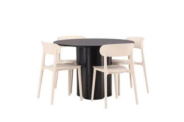 Olivia Matgrupp 110 cm Rund med 4 Åstol Stolar - Beige - Products - Möbler - Bord & matgrupp - Matgrupp