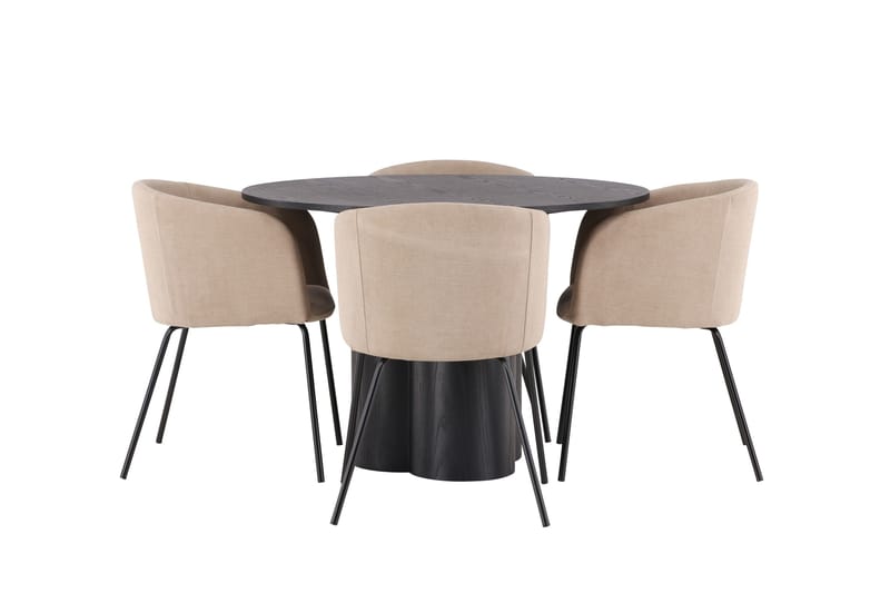 Olivia Matgrupp 110 cm Rund med 4 Berit Stolar - Beige - Products - Möbler - Bord & matgrupp - Matgrupp