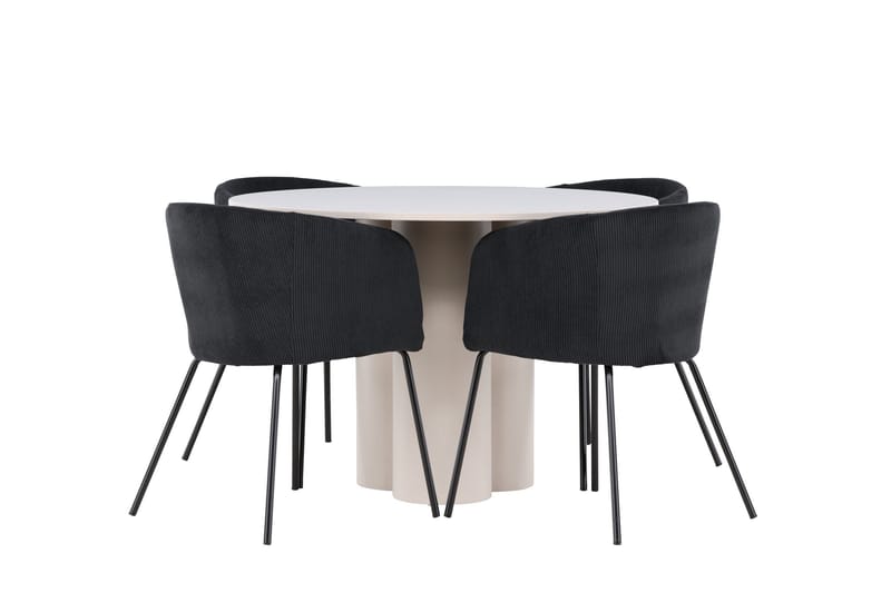 Olivia Matgrupp 110 cm Rund med 4 Berit stolar - Beige/Svart - Products - Möbler - Bord & matgrupp - Matgrupp