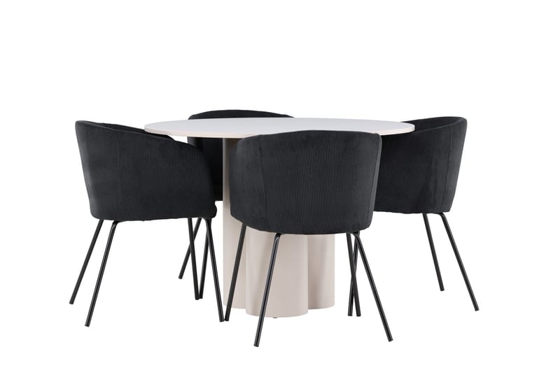 Olivia Matgrupp 110 cm Rund med 4 Berit stolar - Beige/Svart - Products - Möbler - Bord & matgrupp - Matgrupp