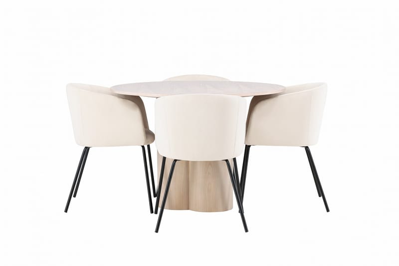 Olivia Matgrupp 110 cm Rund med 4 Berit stolar - Whitewash - Products - Möbler - Bord & matgrupp - Matgrupp