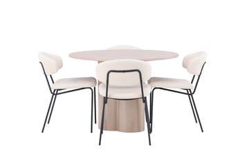 Olivia Matgrupp 110 cm Rund med 4 Chico Stolar - Whitewash - Products - Möbler - Bord & matgrupp - Matgrupp