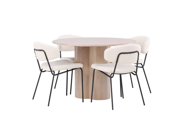 Olivia Matgrupp 110 cm Rund med 4 Chico Stolar - Whitewash - Products - Möbler - Bord & matgrupp - Matgrupp