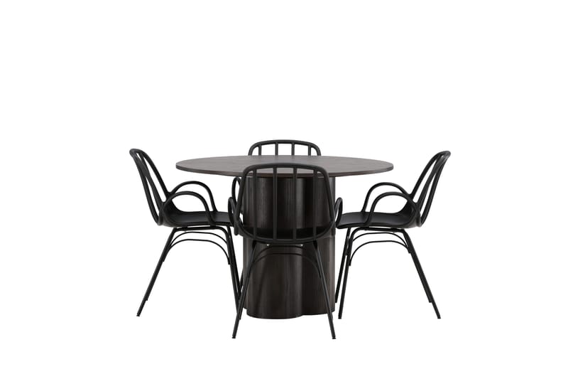 Olivia Matgrupp 110 cm Rund med 4 Dyrön stolar - Svart - Products - Möbler - Bord & matgrupp - Matgrupp
