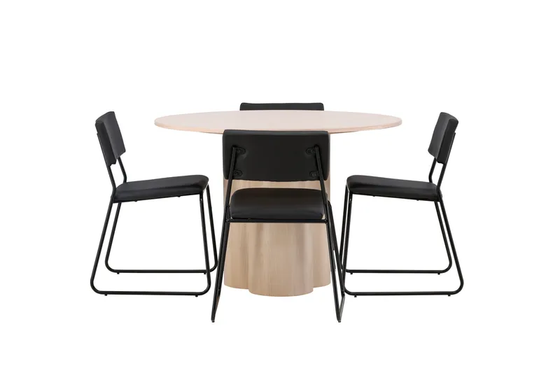 Olivia Matgrupp 110 cm Rund med 4 Kenth Stolar, Svart