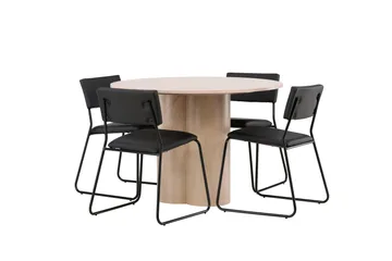 Olivia Matgrupp 110 cm Rund med 4 Kenth Stolar - Svart - Products - Möbler - Bord & matgrupp - Matgrupp