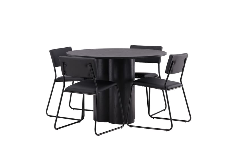 Olivia Matgrupp 110 cm Rund med 4 Kenth Stolar - Svart - Products - Möbler - Bord & matgrupp - Matgrupp