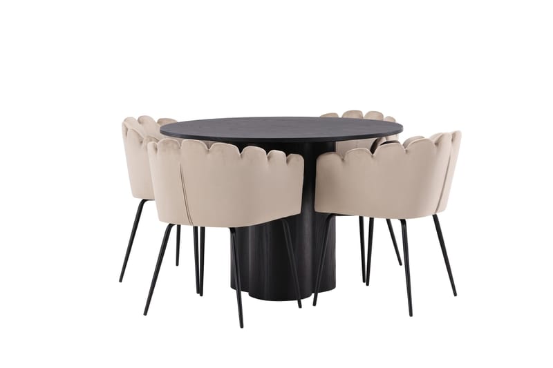 Olivia Matgrupp 110 cm Rund med 4 Limhamn Stolar - Beige - Products - Möbler - Bord & matgrupp - Matgrupp