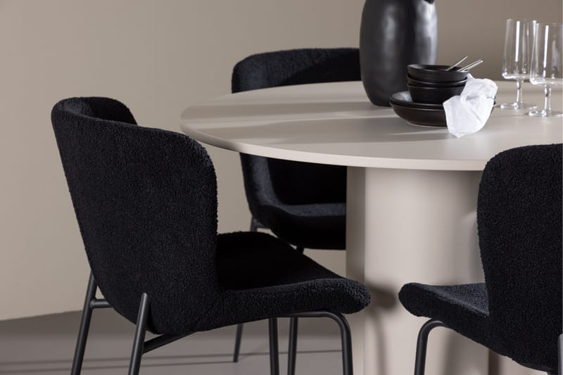 Olivia Matgrupp 110 cm Rund med 4 Modesto stolar - Beige/Svart - Products - Möbler - Bord & matgrupp - Matgrupp