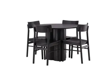 Olivia Matgrupp 110 cm Rund med 4 Montros Stolar - Svart - Products - Möbler - Bord & matgrupp - Matgrupp