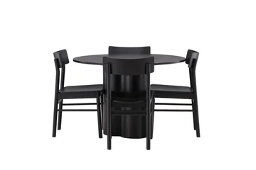 Olivia Matgrupp 110 cm Rund med 4 Montros Stolar - Svart - Products - Möbler - Bord & matgrupp - Matgrupp