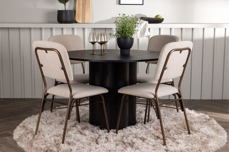 Olivia Matgrupp 110 cm Rund med 4 Seda Stolar - Beige - Products - Möbler - Bord & matgrupp - Matgrupp