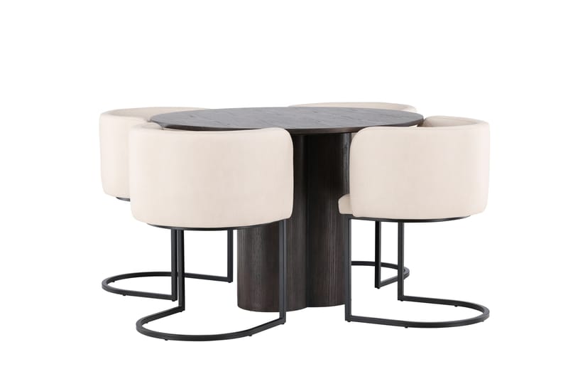 Olivia Matgrupp 110 cm Rund med 4 Simrishamn stolar - Beige - Products - Möbler - Bord & matgrupp - Matgrupp