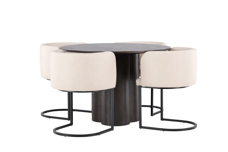 Olivia Matgrupp 110 cm Rund med 4 Simrishamn stolar - Beige - Products - Möbler - Bord & matgrupp - Matgrupp