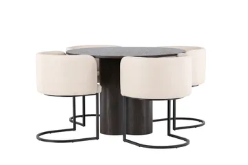 Olivia Matgrupp 110 cm Rund med 4 Simrishamn stolar - Beige - Products - Möbler - Bord & matgrupp - Matgrupp