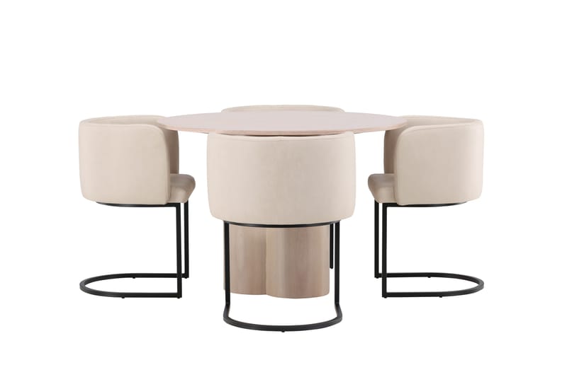Olivia Matgrupp 110 cm Rund med 4 Simrishamn stolar - Whitewash - Products - Möbler - Bord & matgrupp - Matgrupp